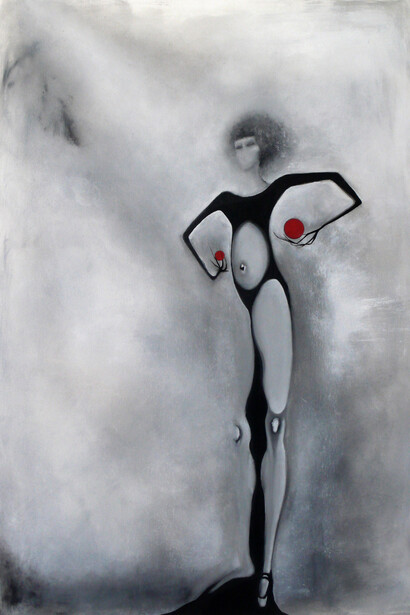 Angela Velleca, La leggerezza e la pesantezza, olio su tela, 2013