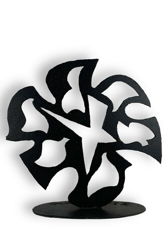 David Hayes, Aviary, welded steel with black paint, 25x27x11 in