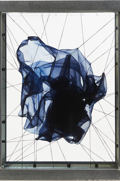 Adam Jeppesen, Work # 159 (T), 2023. Cyanotype, 38 x 30 x 30 cm. Courtesy of Piero Atchugarry Gallery