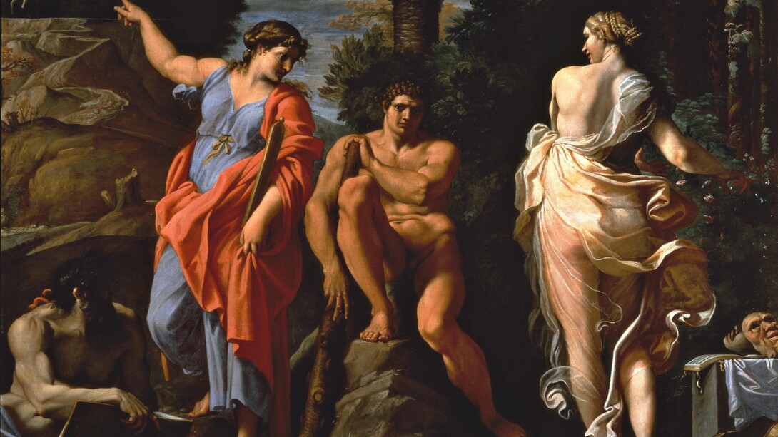 «Hércules na encruzilhada» (1596, Annibale Carracci) ilustra o mito da escolha de Hércules jovem entre o difícil, desconfortável e íngreme caminho do conhecimento e a ignorância fácil e agradável, mas enganosa e estéril