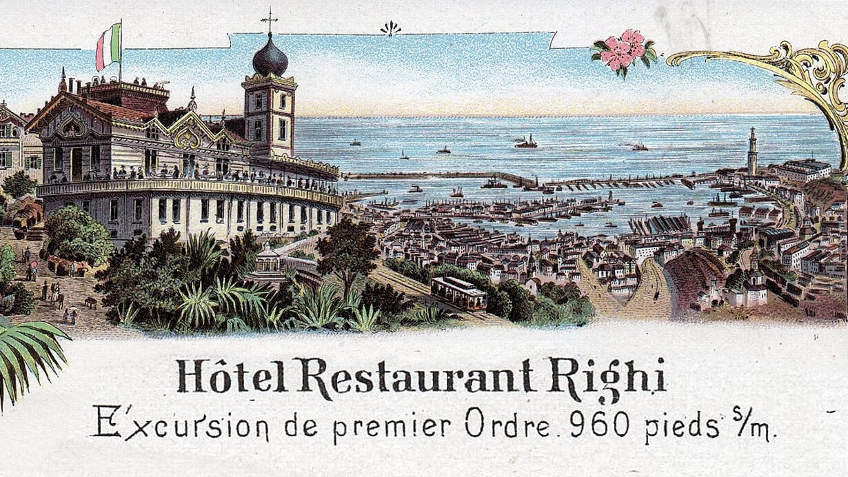 L'Hotel Righi in una cartolina dell'epoca