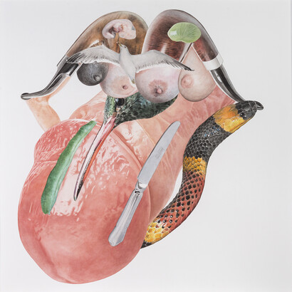 Alfred Steiner, Mouth, 2014, Watercolor on Arches 140 lb. hot press paper, 43 x 39 inches