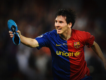 Lionel Messi celebrando un gol en la final de la UEFA Champions League 2008/2009