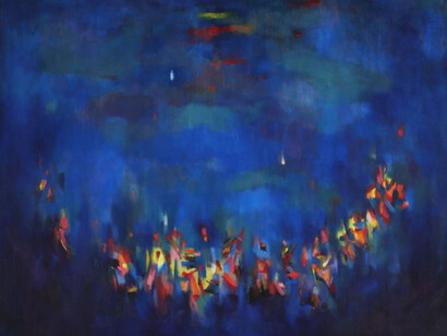 Norman Lewis - Ritual, 1962. Oil on canvas, 51 x 63 3/4 in. Courtesy of Tom Burrell, Chicago 
© Estate of Norman W. Lewis; Courtesy of Michael Rosenfeld Gallery LLC, New York, NY 

