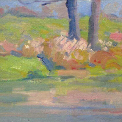 Beatrice Whitney Van Ness, Spring bushes (detail), c. 1925. Courtesy of Childs Gallery