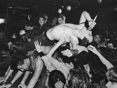 Michael Grecco, Jello Biafra of The Dead Kennedys #3, Boston, Massachusetts, 1981, archival pigment print. Courtesy the artist and Anderson Yezersky Gallery