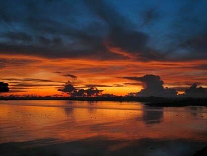 Amazing sunset in the Amazon river