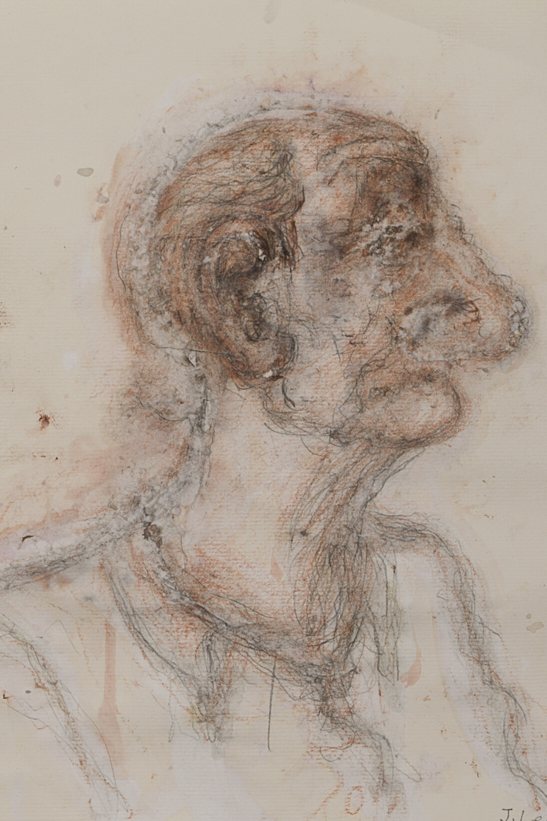 John Lees, Profile II (Man Sitting in an Armchair), 2015, graphite and ink on paper, 11 1/4 x 9 1/8 inches