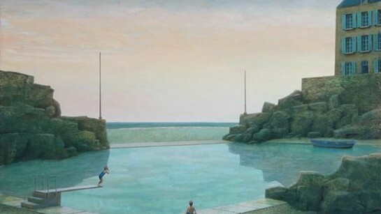 Philippe Charles, Le bain du soir. Oil on board. 39" x 39"