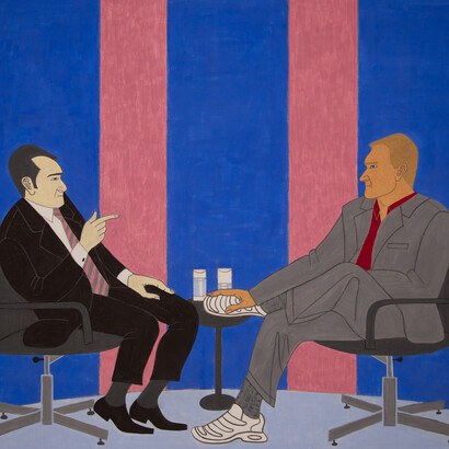 Yves Tessier, Talk Show, 2016, casein on aluminum, 30x 36 in. Courtesy of SHRINE
