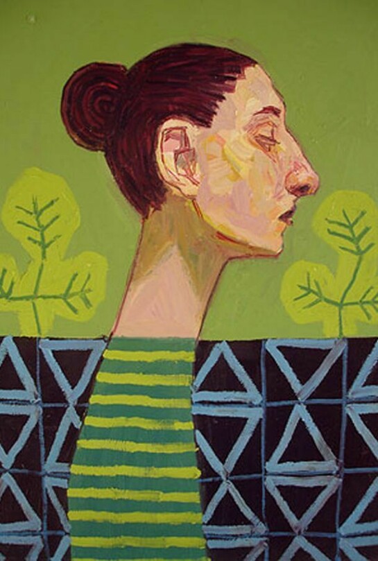 Meirion Ginsberg, Profile with Green Stripes, oil on canvas, 2013, 40 x 30 cm