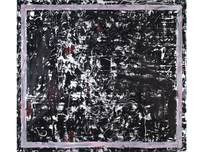 Jacqueline Humphries, untitled, 2014, oil on linen, 254 x 282 cm, 100 x 111 ins, Courtesy Stuart Shave/Modern Art, London, and Greene Naftali, New York