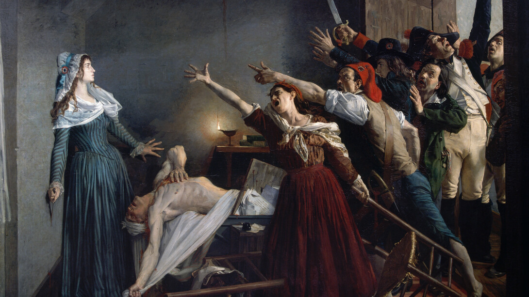 Jean-Paul Marat (1743 - 1793) fue uno de los líderes de los jacobinos, una facción radical activa durante la Revolución Francesa.  Jean-Joseph Weerts (1846–1927) “El asesinato de Marat”, 1880.Museo "La Piscina", Roubaix, Francia