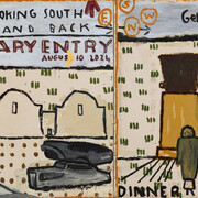 Rose Wylie, Dinner outside, 2024. Avec l’aimable autorisation du Zentrum Paul Klee