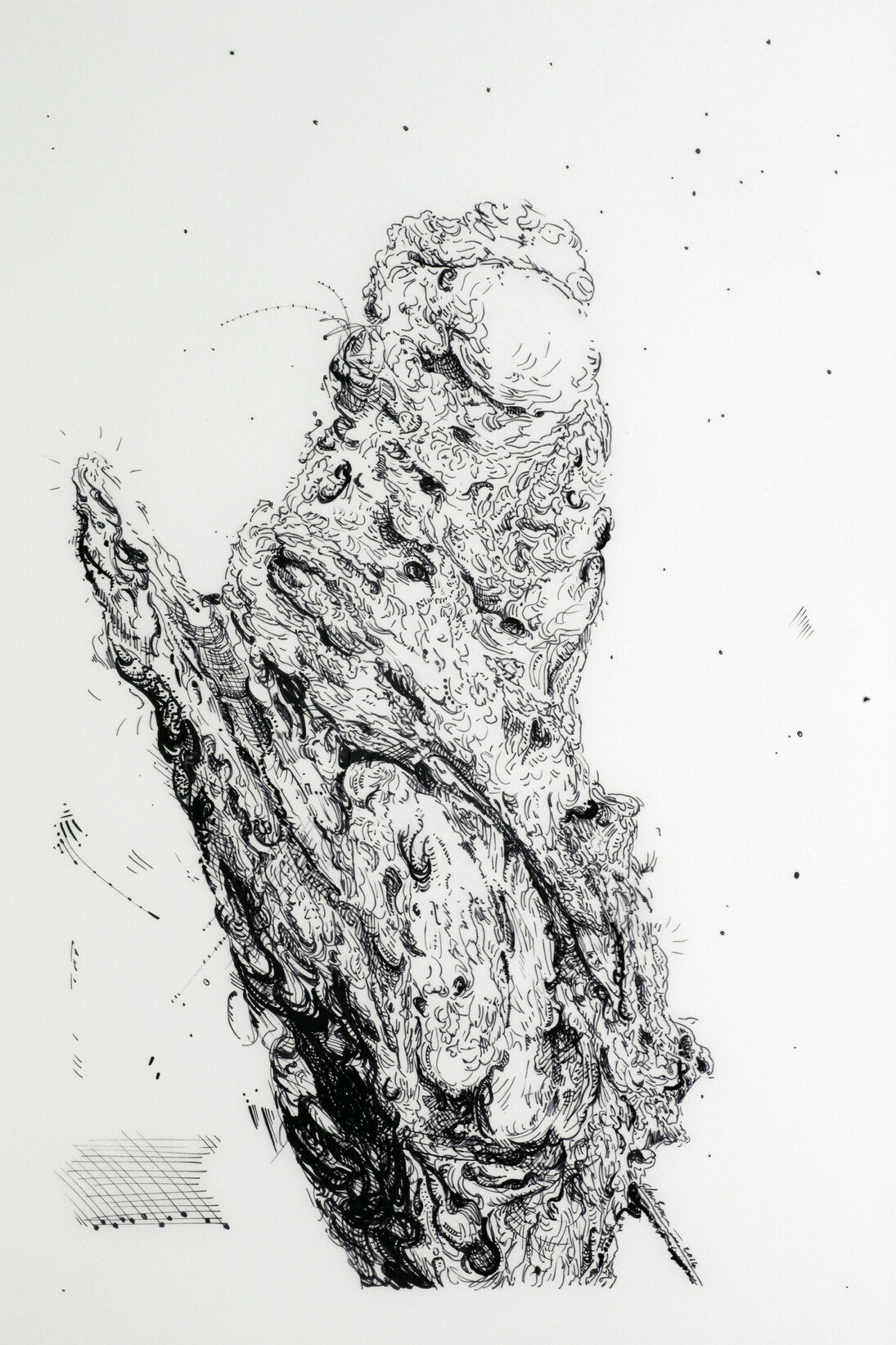 Glenn Brown, Drawing 4 (after Oudry), 2014, ink on polypropylene, 45 x 30 cm, Courtesy de l’artiste et de la Galerie Max Hetzler, Berlin | Paris