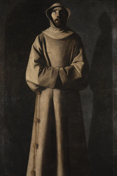 Francisco de Zurbarán, La visión de San Francisco por el Papa Nicolás V. Cortesía de Museu Nacional d'Art de Catalunya