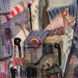 Hilda D. Levy, Boat forms: Corona del Mar (detail), 1951. Courtesy of Marc Selwyn Fine Art