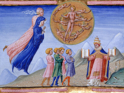Giovanni Di Paolo, Miniatura del Paradiso di Dante Alighieri, Manoscritto Yates Thompson, British Library, Londra