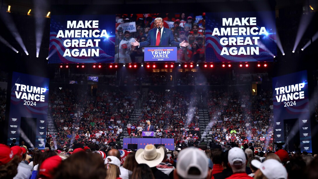 Acto de campaña de Donald Trump, 23 de agosto de 2024, Desert Diamond Arena, Glendale, Arizona, Estados Unidos
