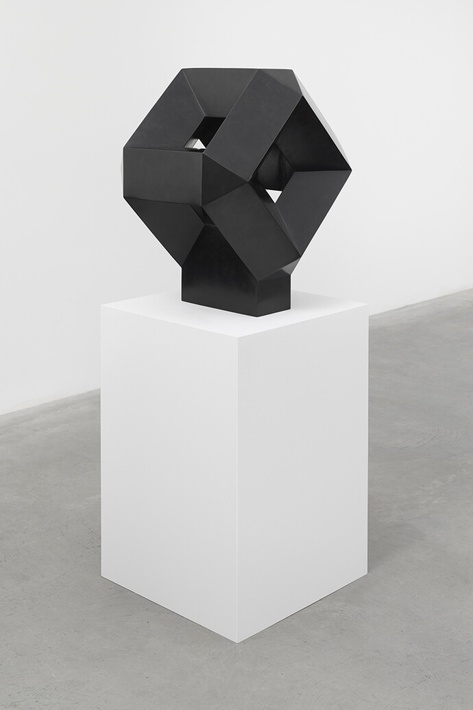 Tony Smith, Light Box, 1961, Cast bronze, black patina, 26 1/4 x 20 x 22 in. / 67 x 51 56 cm, © Tony Smith, Courtesy Timothy Taylor Gallery, London and Matthew Marks Gallery, New York