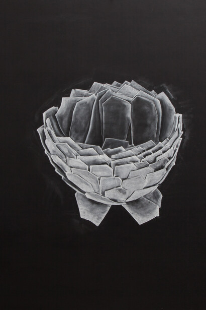 Simon Ryder. Giants of Albion, chalk on blackboard