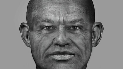 Reconstrucción facial realizada a partir del cráneo del individuo de Nuwayrat