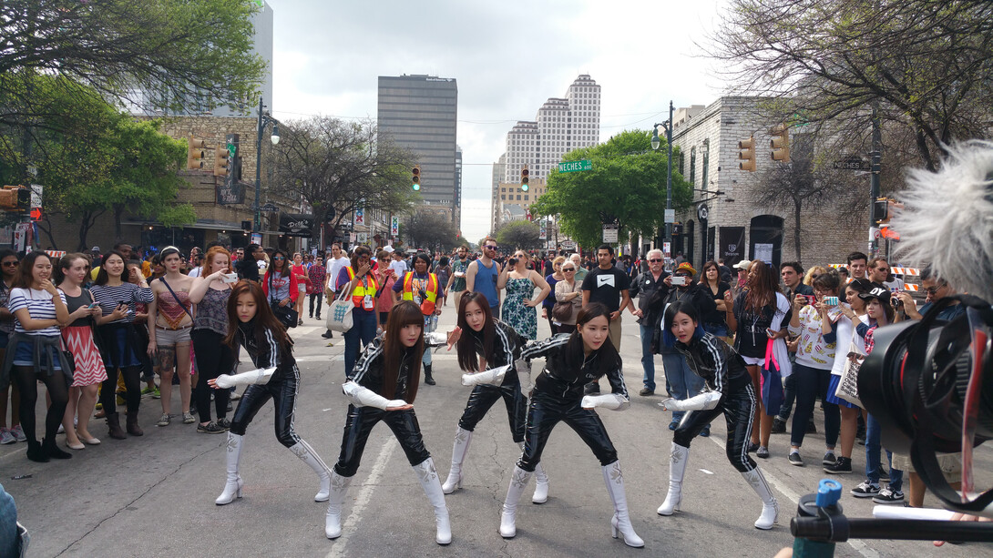 Crayon Pop, a famous K-pop band, filming in Texas