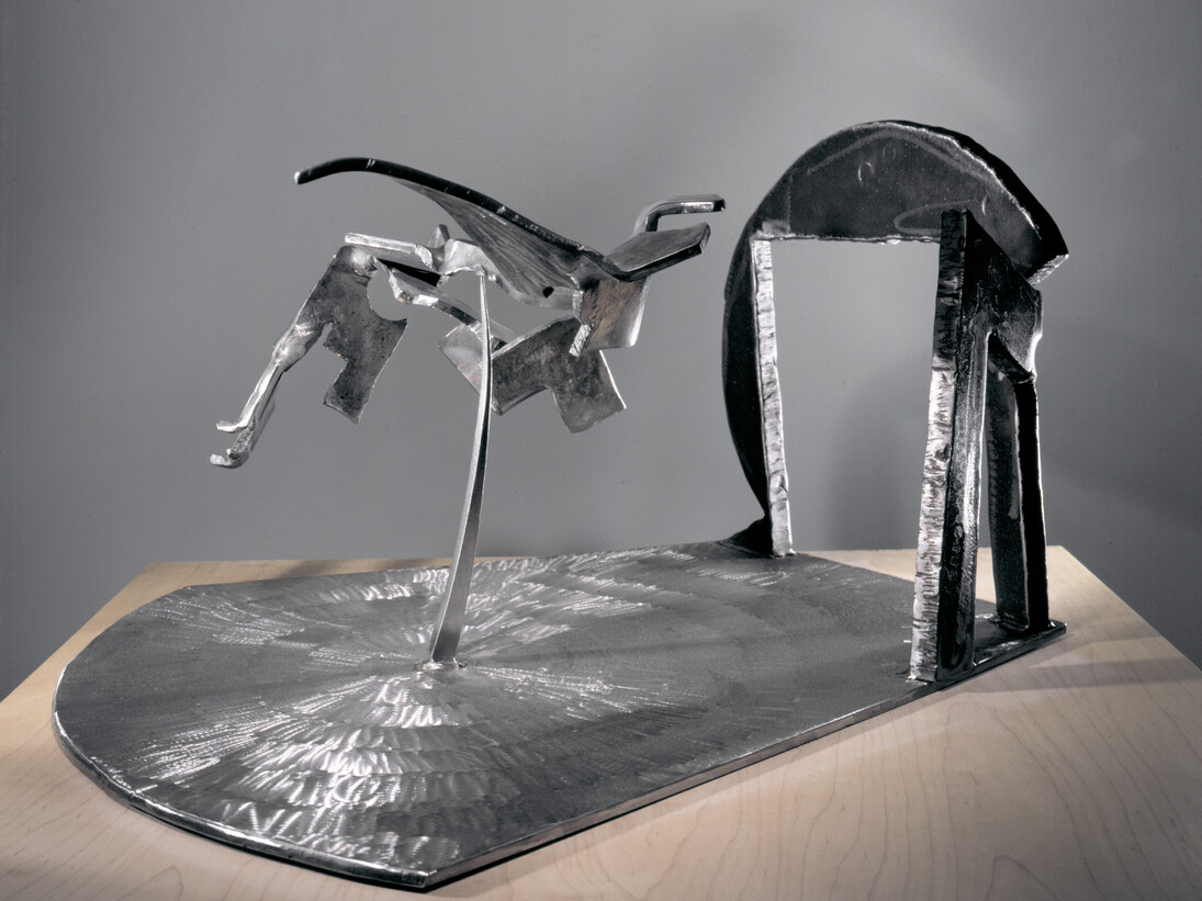 Mark di Suvero, Titanium Landscape, 2002, Stainless steel, steel, titanium, 19 1/2 x 37 x 32 inches; 49.5 x 94 x 81.3 cm ©Mark Di Suvero. Courtesy Paula Cooper Gallery, New York, and James Cohan Gallery, Shanghai.