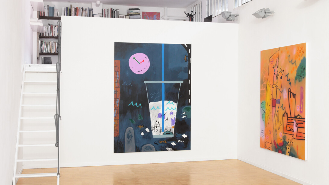 Another Fine Mess, 2015 Acrylic and Oil Stick on Canvas 205.7 x 162.5 cm (81 x 64 inches), Friends Forever, 2015 Acrylic on Canvas 177.8 x 139.7 cm (70 x 55 inches)