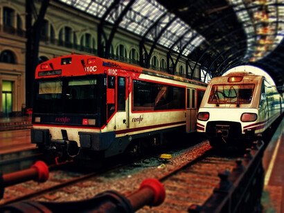The railway tracks in Barcelona facilitate smooth train travel and efficient transport, making the train stations key hubs for vehicle and passenger traffic, Spain