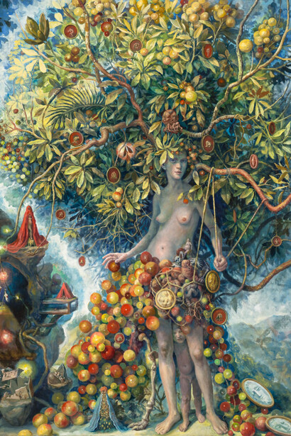 Julie Heffernan, Self-portrait with self, 2024. Courtesy of Catharine Clark Gallery