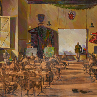 Barnett Freedman, D-Day preparations (Briefings) (detail), 1944. Courtesy of Ben Uri Museum