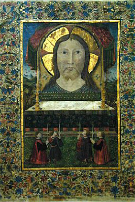 Anonyme italien, Quatre gardes de lâ€™Arciconfraternita del SS Salvadore Ã  genoux devant lâ€™image du Christ