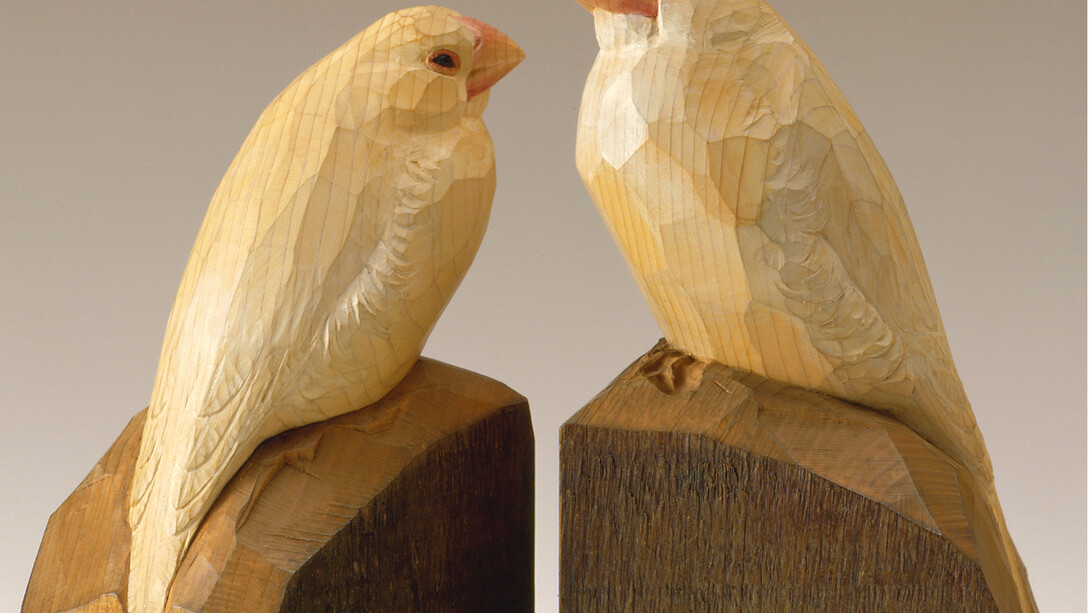 Kotaro Takamura, ‘A Couple of White Paddy-Birds’, c.1931, Painted wood, Private Collection. Photo: Tadashi Takamura