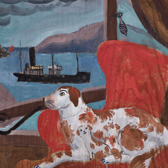 Christopher Wood - China Dogs in a St lves Window, 1926, gouache on panel, 63.5 x 76.2cm, Pallant House Gallery (on loan from a private collection)