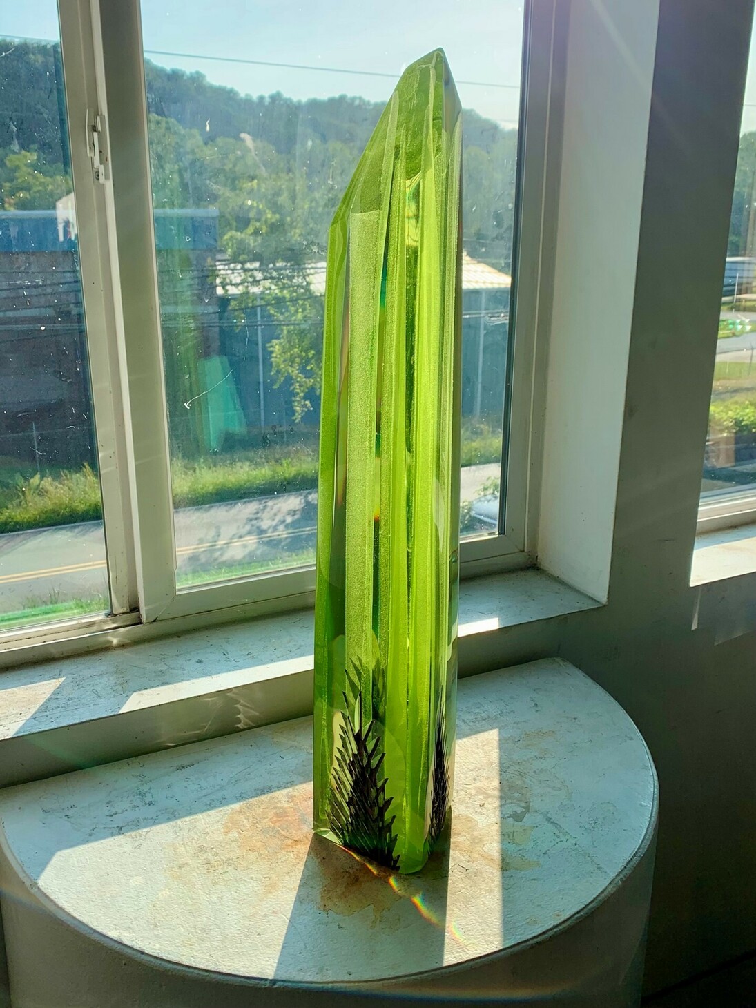 Alex Gabriel Bernstein (b. 1972), Green River, Cast and Cut Glass, Fused Steel, inches 27x6x5