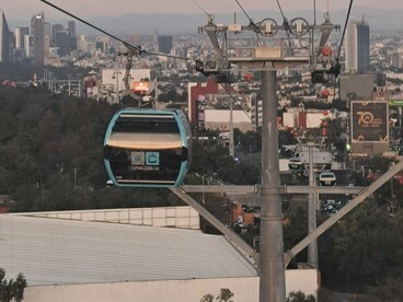 The cable bus on the way to Cineteca Nacional Chapultepec, Mexico City, Mexico, representing the journey that connects urban life with culture and nature