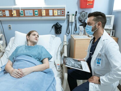 Doctor elaborating on the possible treatments for the patient's sickle cell disease