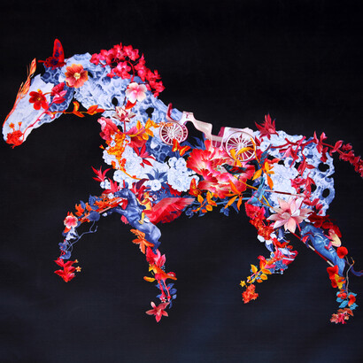 Jacky Tsai, Floral Horse, 2015, courtesy of Jacky Tsai and The Fine Art Society 