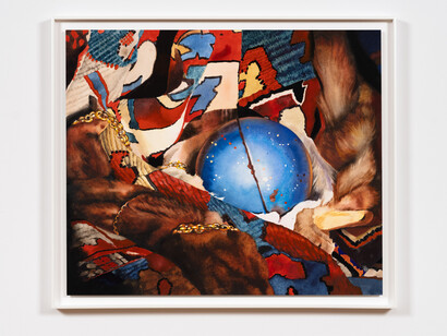 Mamie Tinkler, Cosmogony, 2023, watercolor and gouache on paper mounted to dibond, 20x24 inches. Courtesy of the artist and Ulterior Gallery, New York