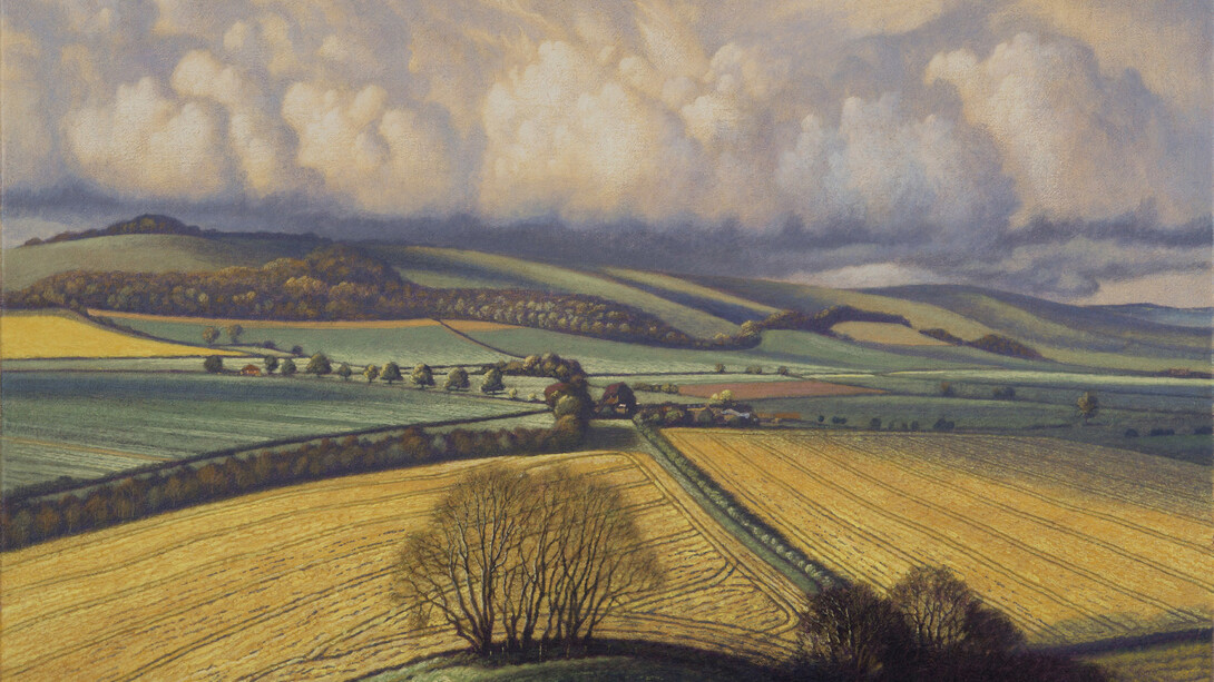 James Lynch, May 23 (Rape fields, Little Knoll), egg tempera on gesso coated wood panel, 45 x 58 cm