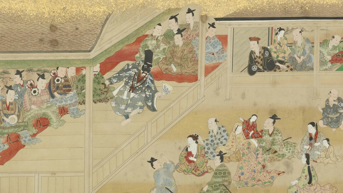 Manzai Dancer’s Drum (Manzai no Tsutsumi Emaki), Handscroll; ink, colours, silver and gold on paper, Middle of 17th century, Edo period (1615-1868), Japan, © Trustees of the Chester Beatty Library, Dublin