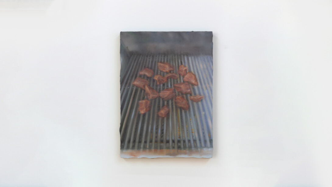 Ella Rose Flood
Steak for Bunny, 2024,
Oil on linen,
22 × 16 inches (55.88 × 40.64 cm),
Courtesy of the artist and Simone Subal Gallery, New York