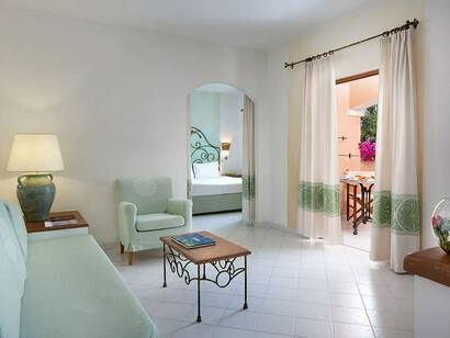 A look at one of the many breathtaking rooms at resort Cala di Falco in Cannigione, Italy