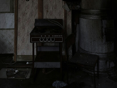 A kitchen stove, abandoned and left to rust