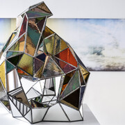 Shahla K. Friberg, Exploration in self-illumination, 2022 (2). Glass, leadfree solder, copper foil, 78 x 73 x 68 cm