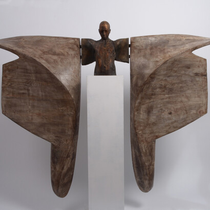 Jesús Curiá "Helicoide III," Bronze and wood, 86¾" x 59" x 10¾" (220 x 150 x 27 cm)