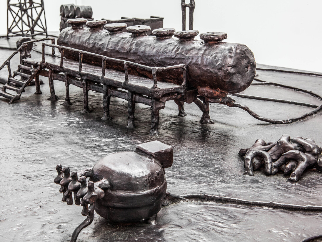 Atelier Van Lieshout, Technocrat Bronze Coffee Table, 2007, bronze, h85 l180 w90.5 cm / h33.5 l70.9 w35.6 in. Table: h41 cm / h16.1 in, Limited Edition of 10 + 2 ap, Courtesy Carpenters Workshop Gallery