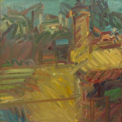 Frank  Auerbach. The  Pillar Box III, 2010-2011. London Painters installation view, photograph by Mike Bruce