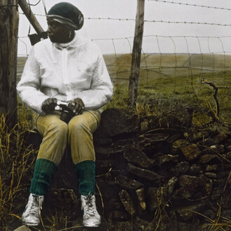 Ingrid Pollard, Photograph from the series Pastoral Interlude 1987, Gelatin silver print, coloured by hand ©Victoria and Albert Museum